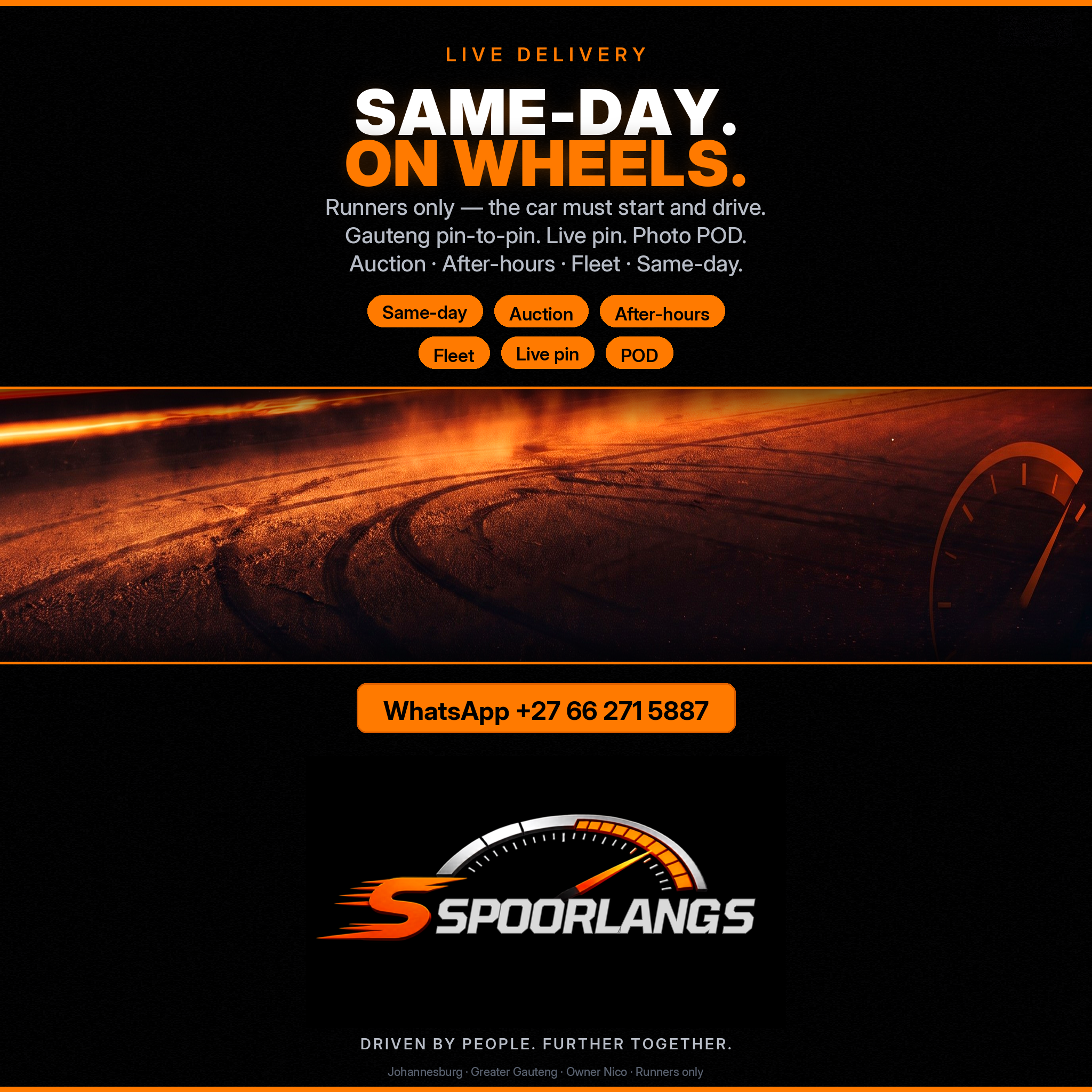 Spoorlangs same-day on-wheels delivery services